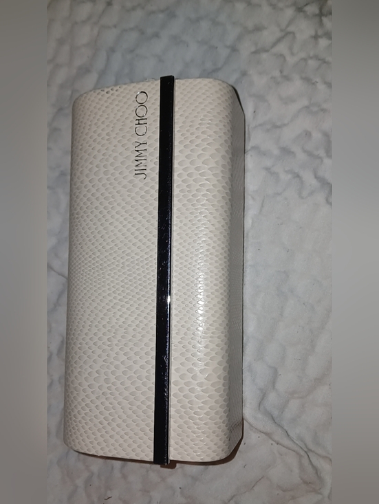 Jimmy Choo Accessories - Jimmy Choo Cream Textured Sunglass Case (Only) with Black Trim